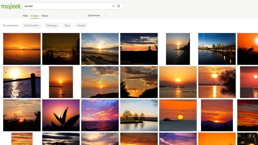 Yksityinen hakukone Mojeek lisää Openversen, avoimesti lisensoituihin kuviin erikoistuneen hakutyövälineen